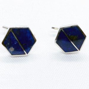 Colleras hexagonales con división en lapislázuli
