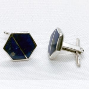 Colleras hexagonales con división en lapislázuli