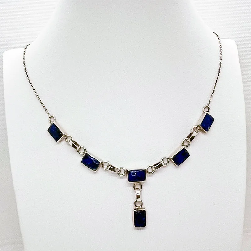 Semicollar bisel rectangular en lapislázuli